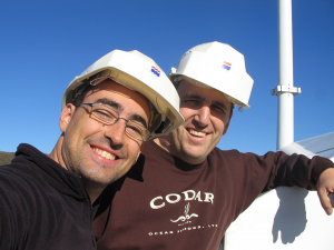 CODAR Ocean Sensors technicians and engineers on site with a SeaSonde system